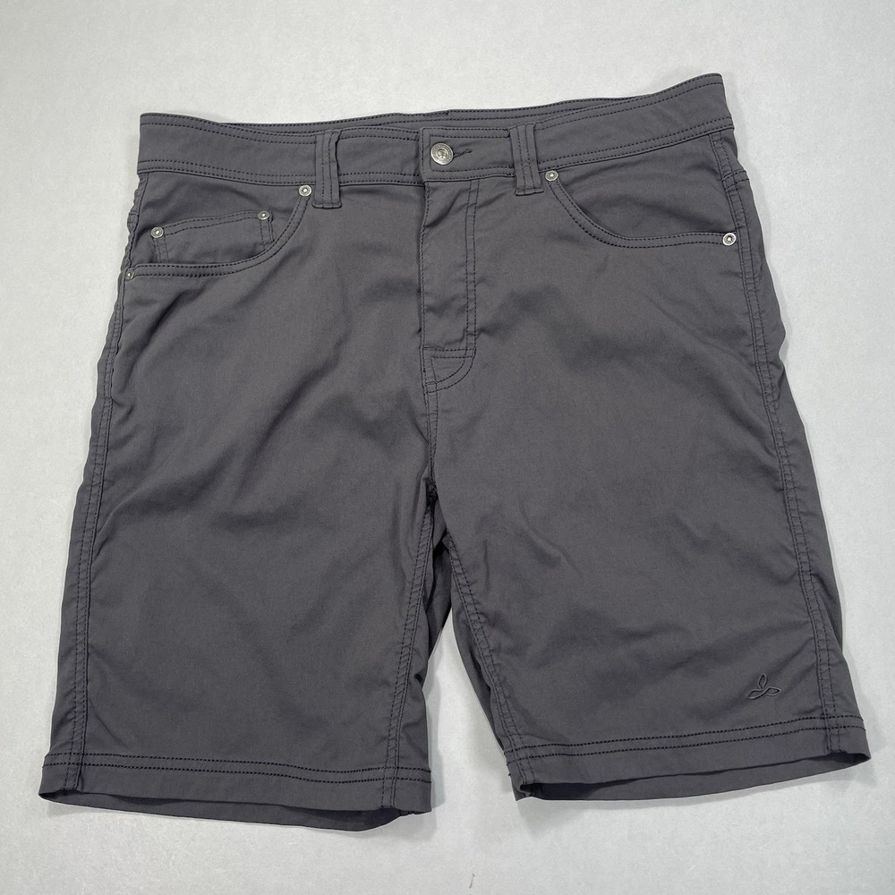 Prana Brion Shorts Mens 34 Gray 9" Performance Outdoor Casual Hiking Fishing